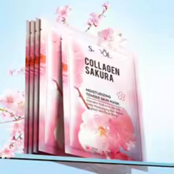 10 Pcs Collagen Sakura Moisturizing Tender Skin Mask Intensive Hydration Nourish Repair Brighten Skin Tone Shiny