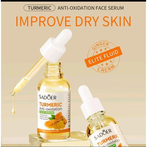 SADOER 4 In 1 Turmeric Set: Body Scrub + Face Soap + Face Serum + Face Cream