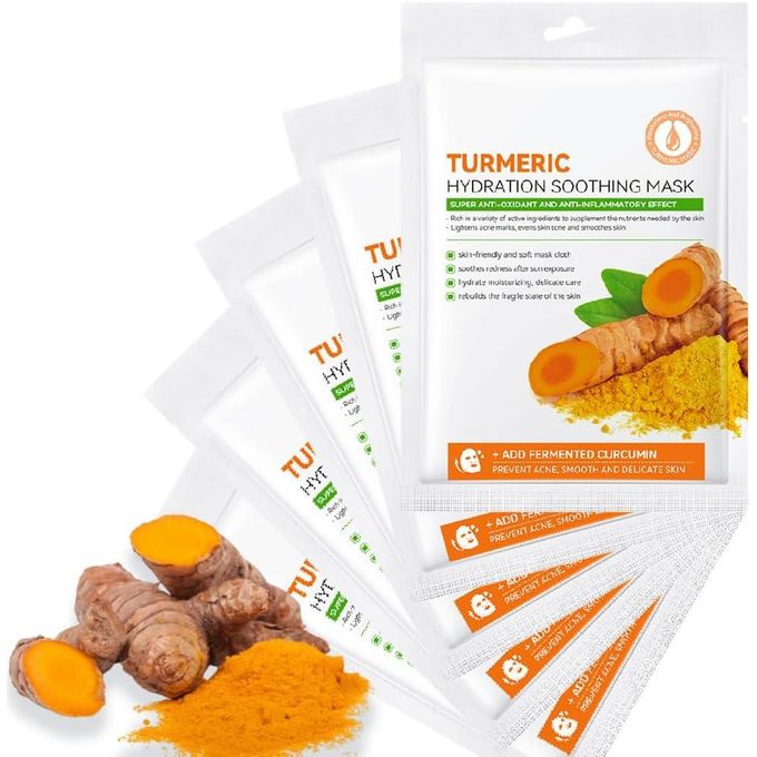 10pcs Turmeric Face Mask, Sheet Mask Skincare For Acne, Dark Spots And Wrinkles, Skincare For Cleanse Face, Shrink Pores And Nourishing Skin And...