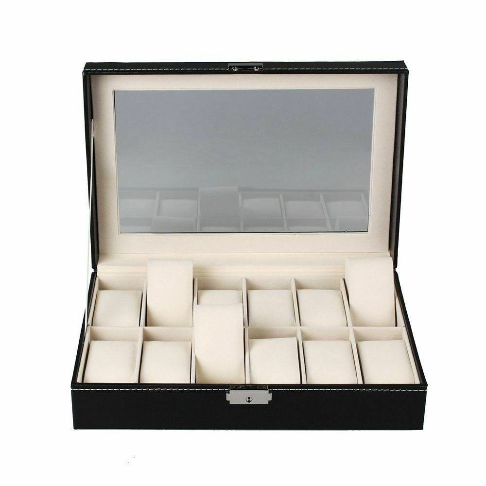 12 Girds Slots PU Leather Watch Organizer