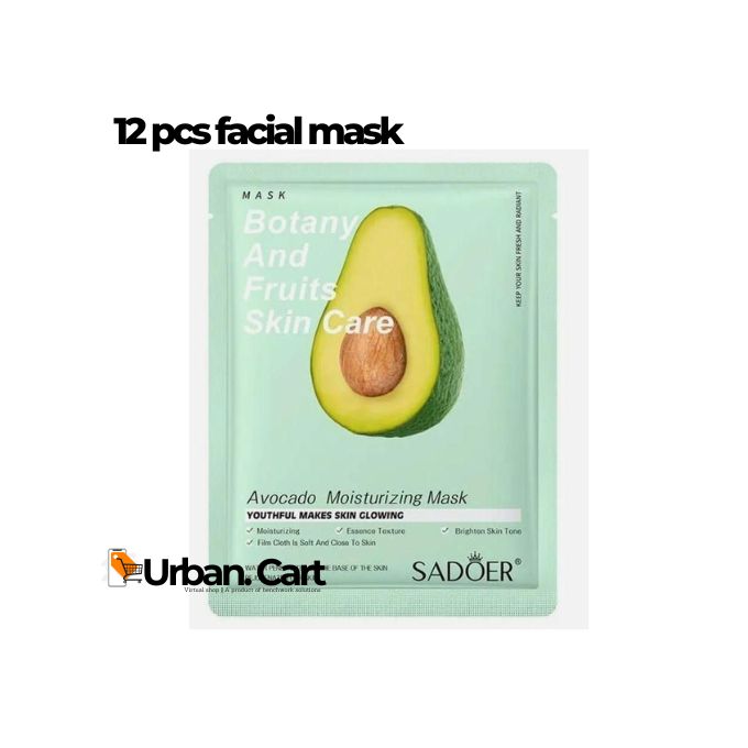 12 pcs of Natural Plant Extract Series Facial Mask Whitening Moisturzing Face Mask