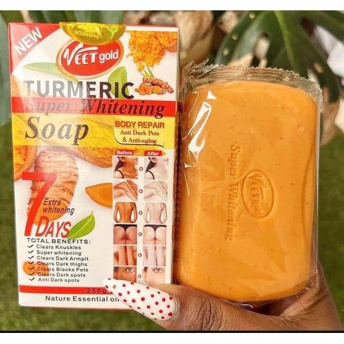 VEET GOLD 2 pcs of Tumeric Super Whitening Soap - Anti Dark Spots/ Anti Aging