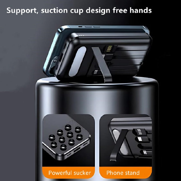 New Suction Charger 10000mah, Built-in Four-wire Support LED Outdoor Lighting Multi-function Mobile PowerBank