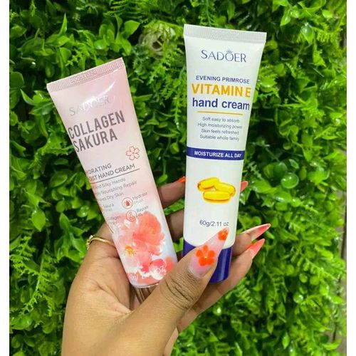 SADOER 6 Pcs Handcare Set: Collagen Sakura + Vitamin E Handcream