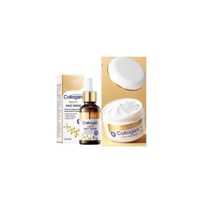 2 in 1, Collagen Cream + Collagen Serum, Anti Aging Collagen Serum and Cream Combo for Smooth, Moisturized Skin