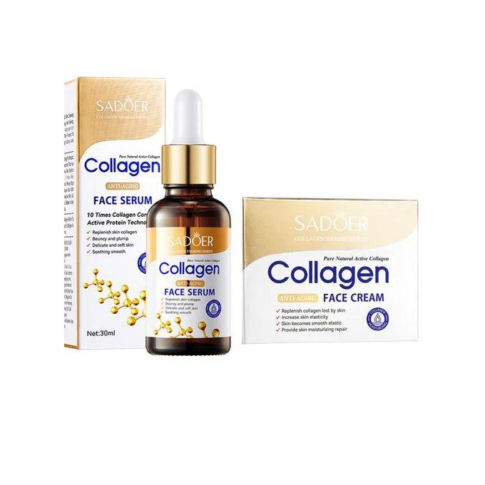 2 in 1, Collagen Cream + Collagen Serum, Anti Aging Collagen Serum and Cream Combo for Smooth, Moisturized Skin