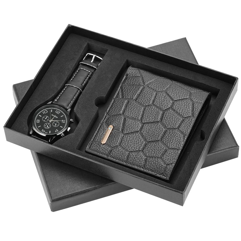 2 in 1 Men's Quartz Watch + Wallet Comp