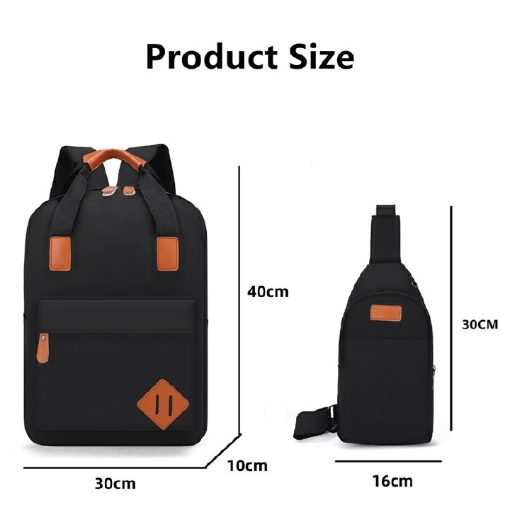 3 PCS/Sets Backpacks Bags Men Bags School Bags Bookbags Chest Bags USB Laptop Bags Notebook Bags Travel Bag Anti-Theft Leisure Nylon Cloth Bags