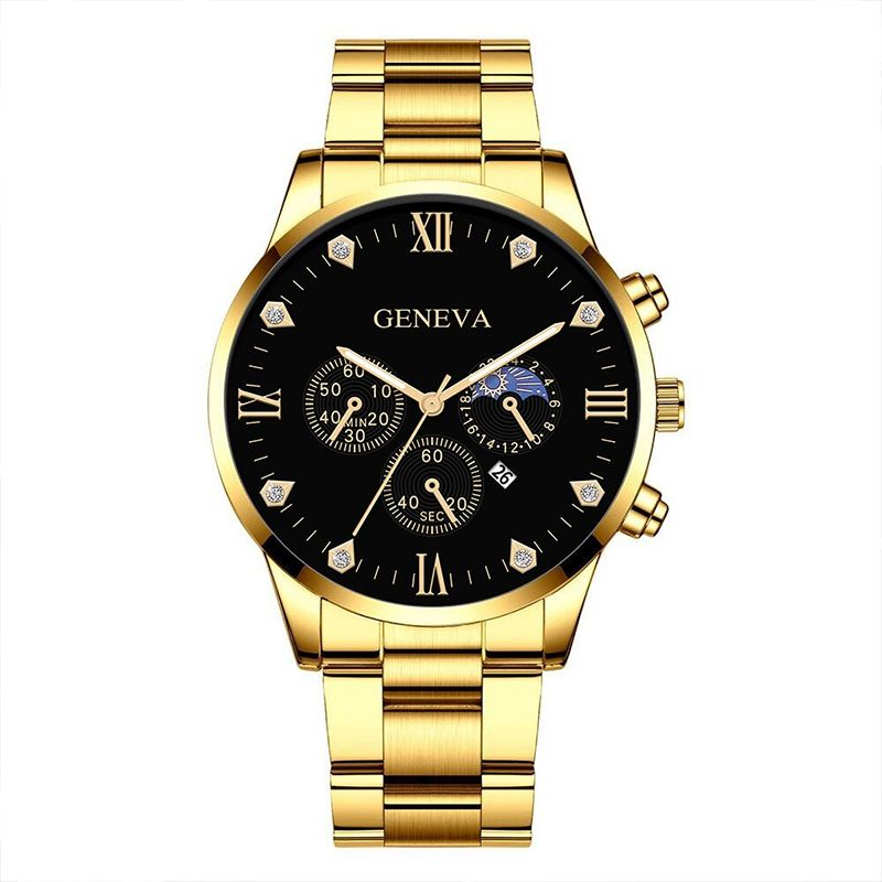 Mens Fashion Business Quartz Watch Fashion Fake Three Eye Six Pin Calendar Men Watch Stainless Steel Belt Men Watches