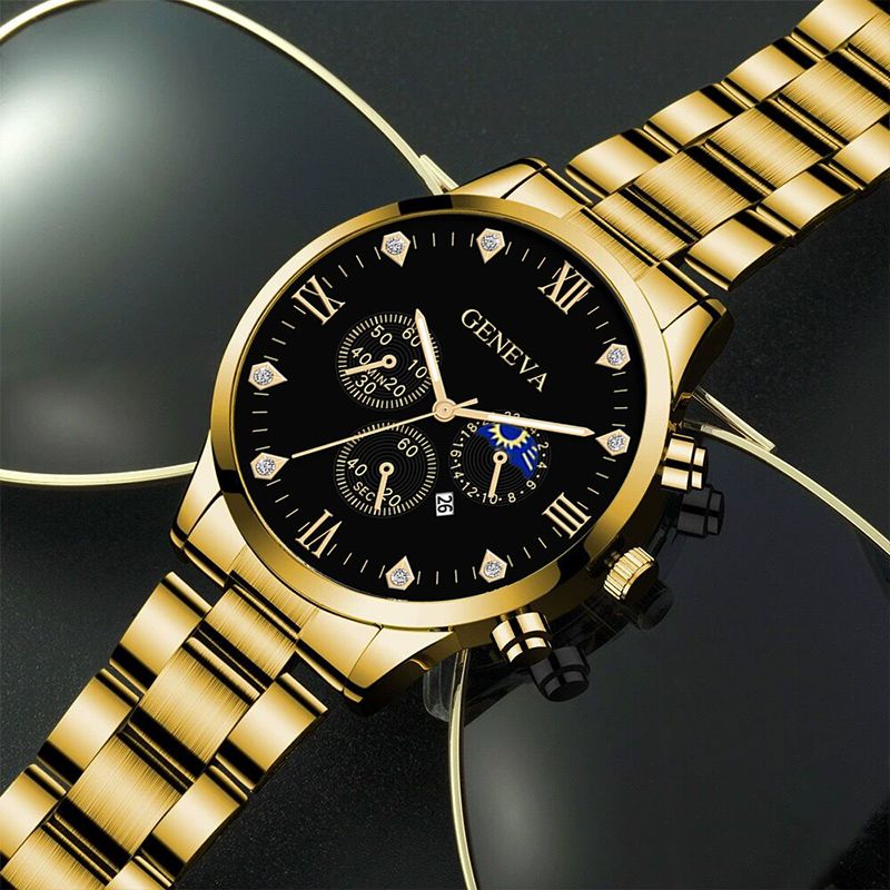 Mens Fashion Business Quartz Watch Fashion Fake Three Eye Six Pin Calendar Men Watch Stainless Steel Belt Men Watches