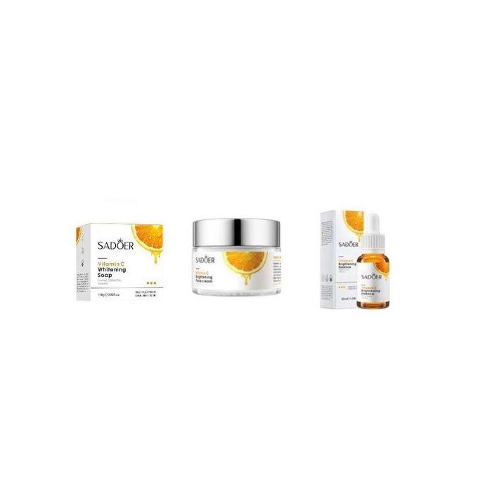 3 in 1 : Vitamin C Brightening Face Cream + Face Serum + Soap