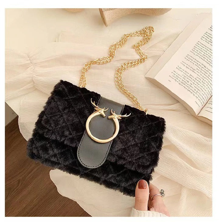 New Mao Mao Xiao Fang Bao Women's Bag Fashion Belt Pliers Decorative Shoulder Bag Oblique Straddle Bag Handbag Chain Bag Gifts to Girlfriends