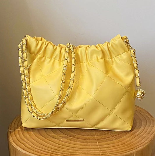 New Soft Leather Large Capacity Fashion Pleated Bag Chain Bag Single Shoulder Bag Crossbody Bag Handbag Casual Bag Drawstring Gift for Girlfriend