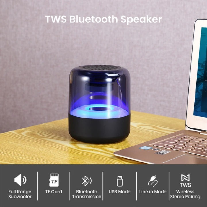 Portable Colorful Lights Wireless Bluetooth Speaker AUX Audio TF Card USB Playback 360 Surround Sound High-quality Subwoofe