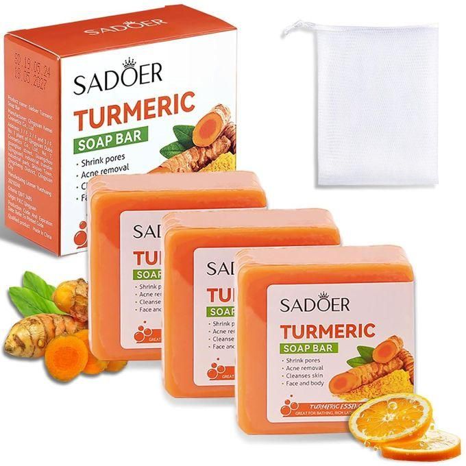 3pcs Turmeric Anti Acne Soap,Tend Skin Moisturizing Deep Cleansing Face And Body Tumeric Soap