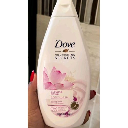 Dove 4 in 1 SHOWER CARE ESSENTIALS: Glowing ritual body wash + Pampering soap + Pomegranate body scrub + (FREE Silicone bath brush)