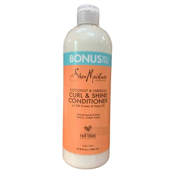 SHEA MOISTURE COCONUT AND HIBISCUS CURL AND SHINE CONDITIONER 586ML BONUS SIZE