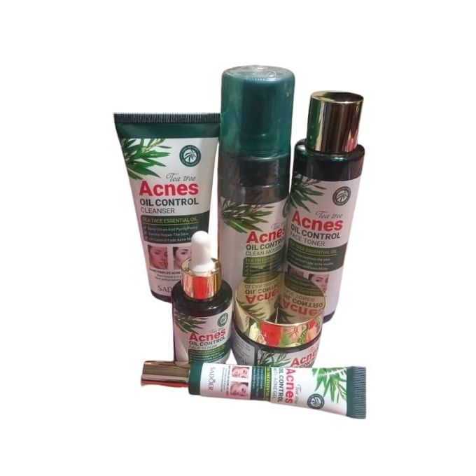 6pcs Tea Tre Acnes Oil Control Cream,toner,mousse,cleanser,eye Cream And Serum Set