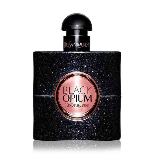 Yves Saint Laurent Black Opium perfume bottle on a white background