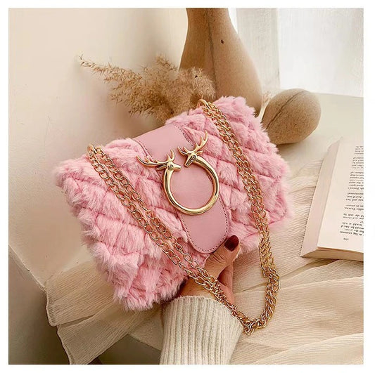New Mao Mao Xiao Fang Bao Women's Bag Fashion Belt Pliers Decorative Shoulder Bag Oblique Straddle Bag Handbag Chain Bag Gifts to Girlfriends