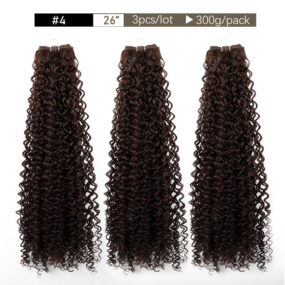 30Inches Water Wave Jerry Curly Synthetic Hair Bundles Heat Resistant Fiber Bio Fiber Soft Natural Black Fake Hair Extensions