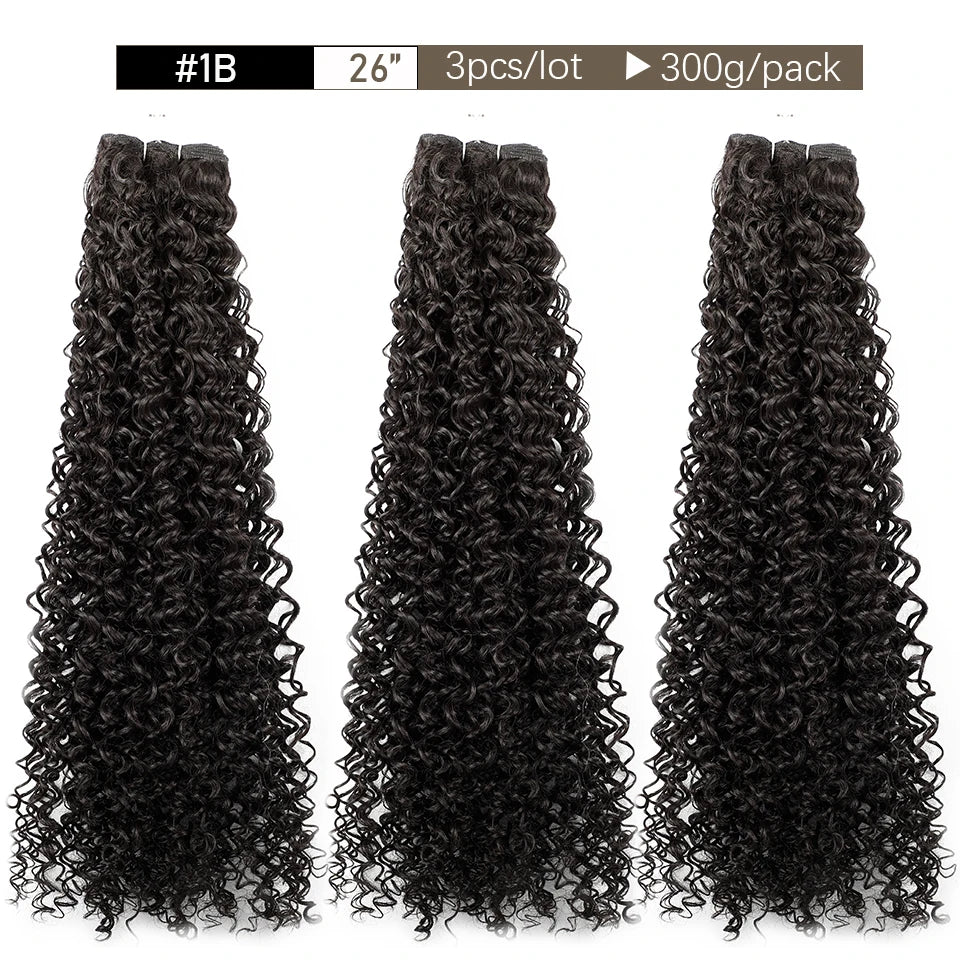 30Inches Water Wave Jerry Curly Synthetic Hair Bundles Heat Resistant Fiber Bio Fiber Soft Natural Black Fake Hair Extensions