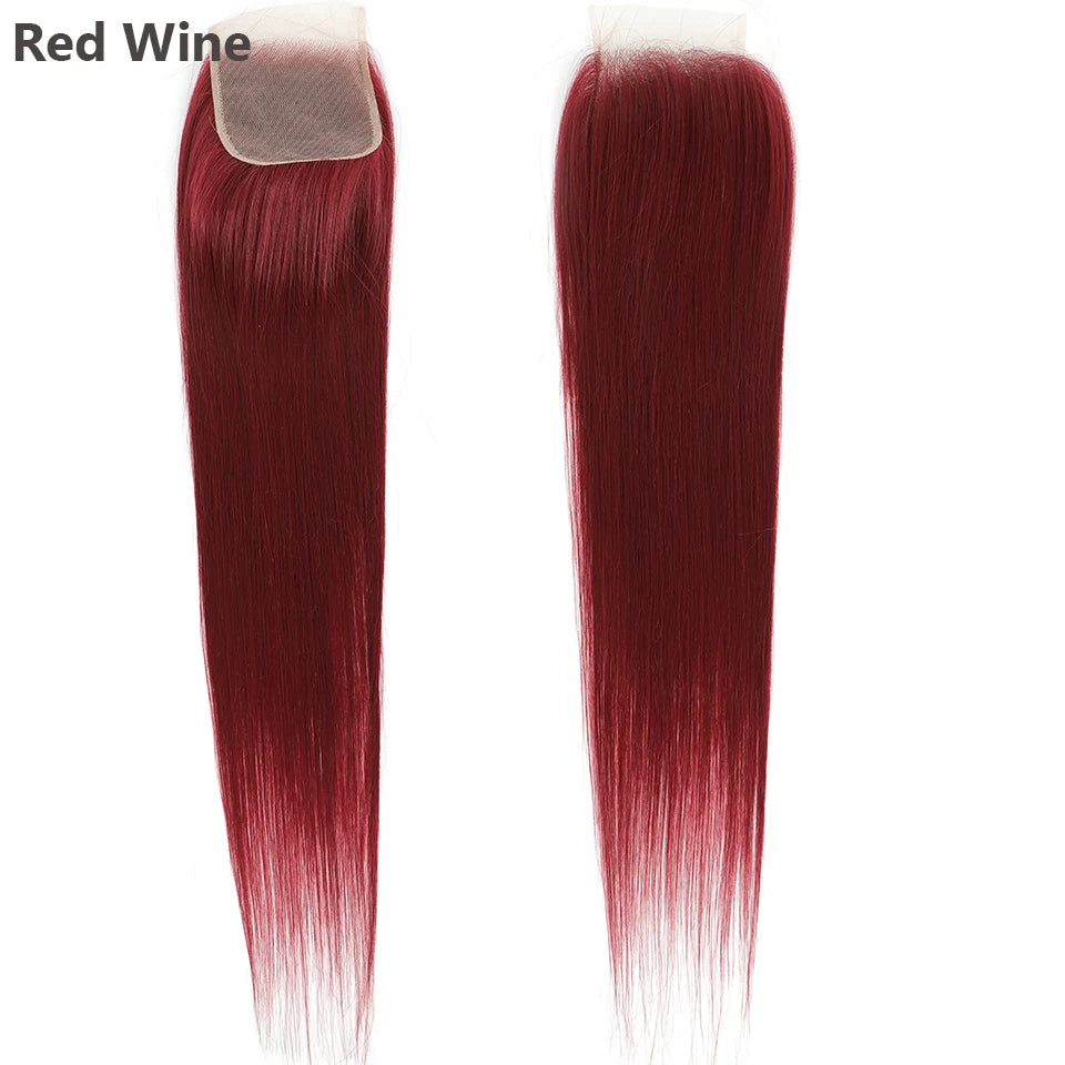 22inches Straight 4X4 Lace Closure Ombre Blond 27/613 Brown High Temperature Synthetic Heat Resistant Fiber Pre-Plucked Closure