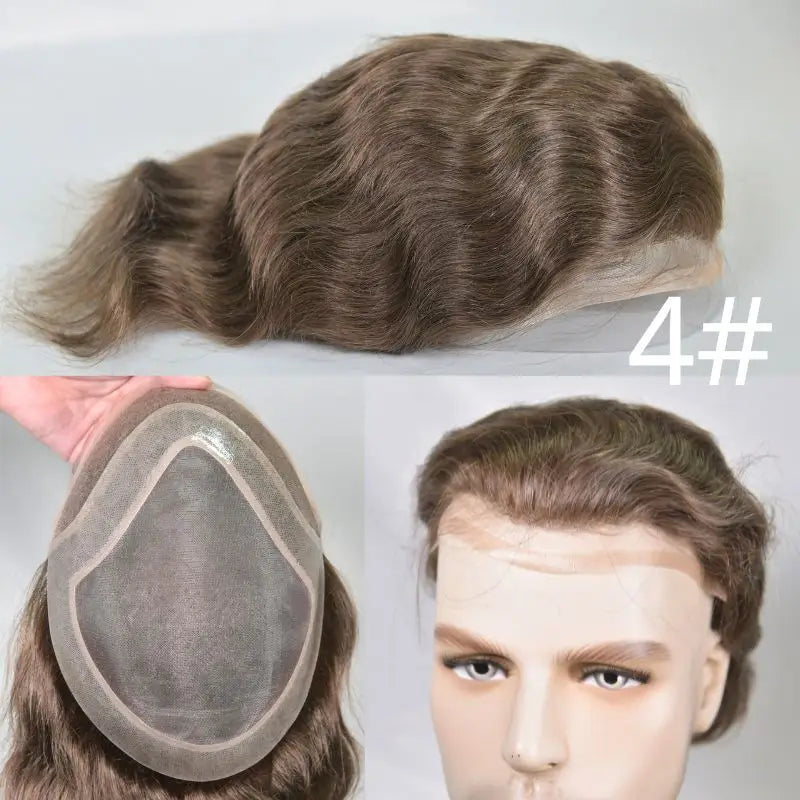 Human Hair Toupee For Men Thin Skin PU 8*10 Straight Hair Mens Wigs T4/613 Blonde Hair Replacement For Men Human Hair System