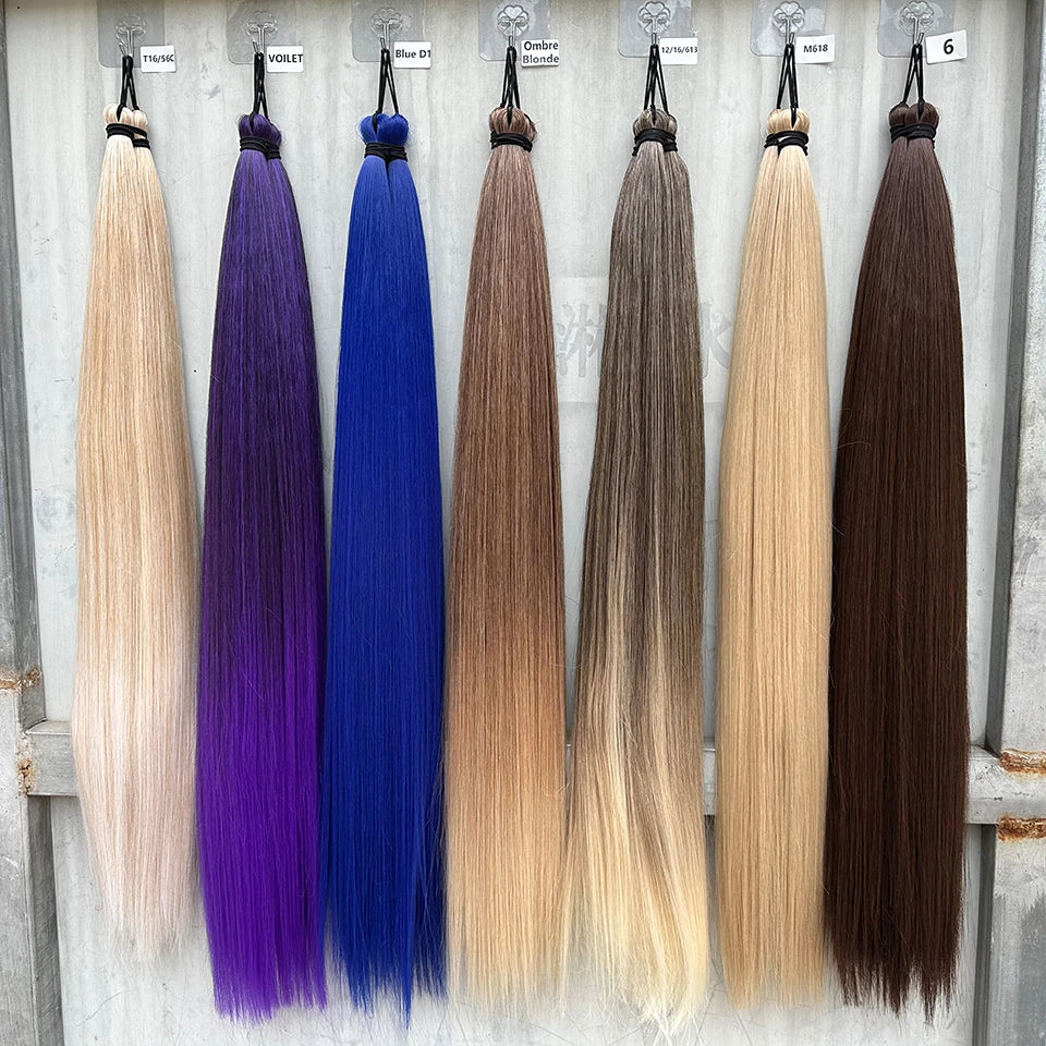 Magicae 300grams 3Pcs 28Inches Straight Crochet Braids Blond 27/613 Ombre Brown 6# Sliver 60# Gray High Synthetic Hair For Women