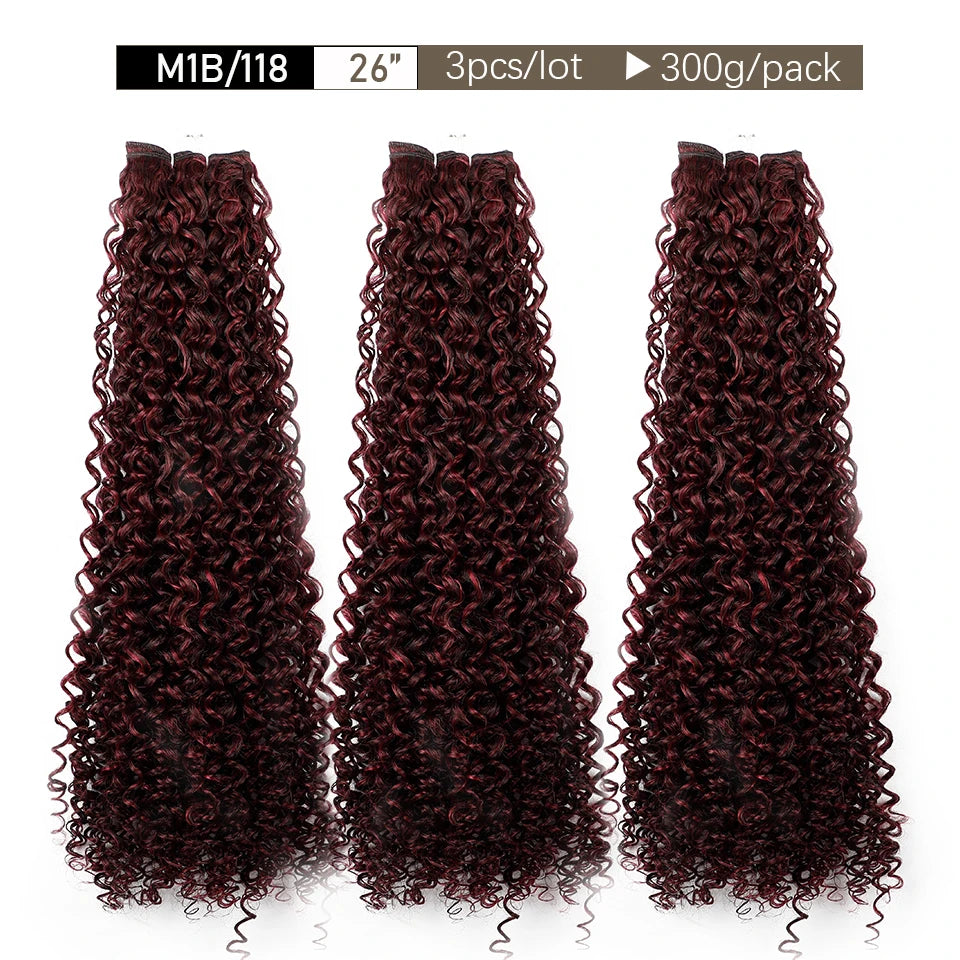 30Inches Water Wave Jerry Curly Synthetic Hair Bundles Heat Resistant Fiber Bio Fiber Soft Natural Black Fake Hair Extensions