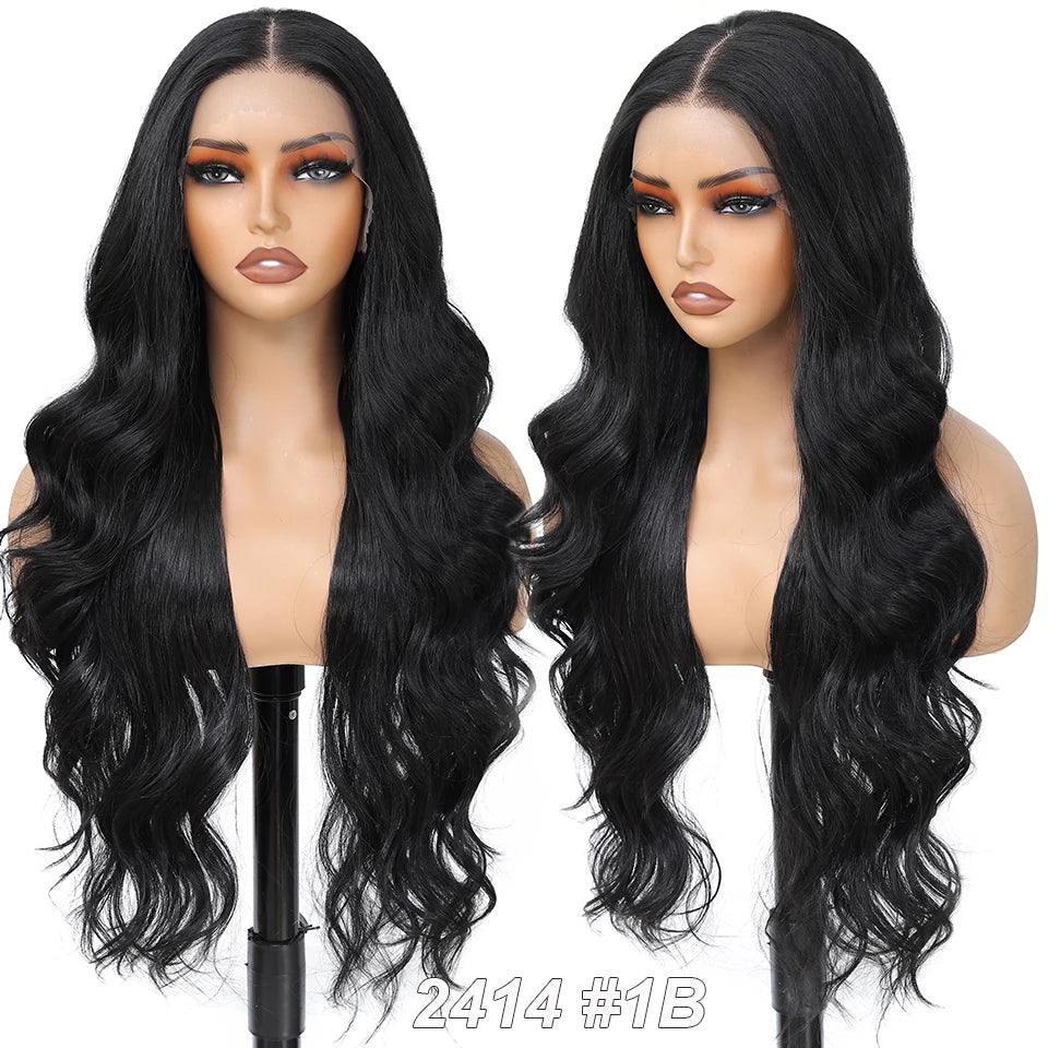 30Inch 13X4 Lace Frontal Synthetic Body Wave Wigs Ombre Ginger Orange Brown 530# Fiber Blond Transparent Lace Frontal Hair Wigs