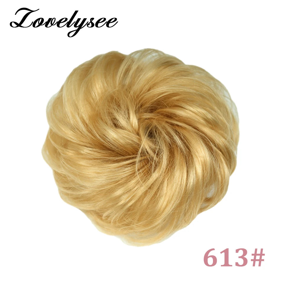 Curly Hair Bun Extensions Elastic Hair Hairpieces Natural Color Chignon Donut Updo Pieces for Women Remy Hair Extensions
