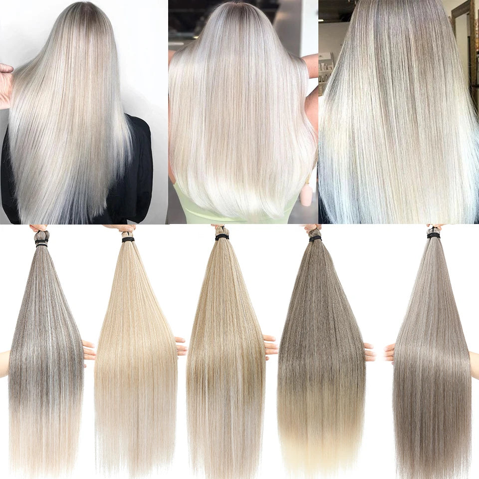 Magicae Crochet Braiding Ombre Blond 27/613 Synthetic Silky Straight Hair Extensions 28 Inches 300Grams 3Pcs/Lot Heat Resistant