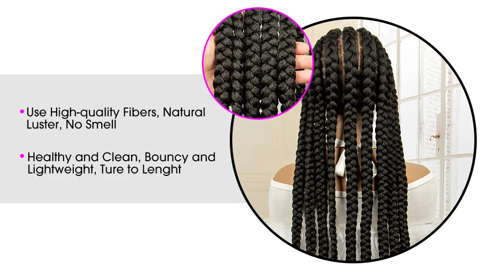 Synthetic Full HD Lace Braided Wigs with Baby Hair Curly Box Braids Wig for Black Women 38 Inches Lace Frontal Cornrow Hair Wig