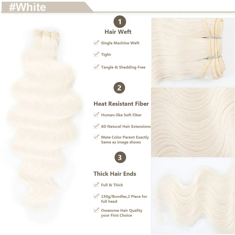 Magicae Ombre Bio Body Wave Hair Bundles 26"/30" Synthetic Hair Extensions Heat Resistant Soft Fiber Hair Weaving