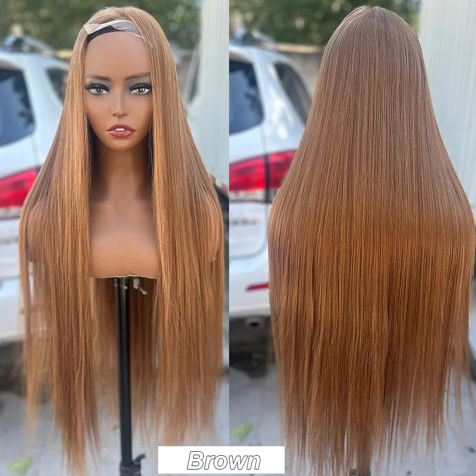 36inch Ombre P27/613 Straight 4X4 Lace Front Wigs Highlight Brown Blon 27/30/613# High Temperature Cosplay Straight Hair Wigs