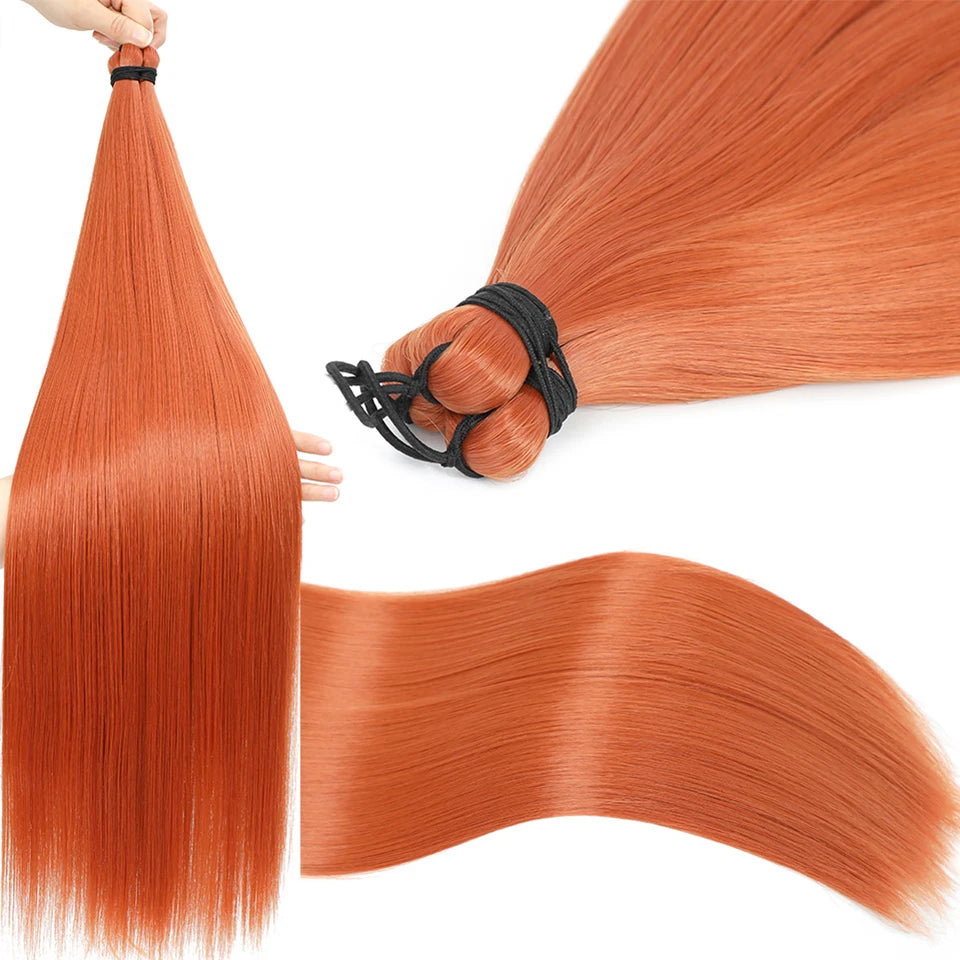 28†Ombre Blonde Twist Crochet Braiding Hair Extensions High Temperature Straight Hair Bundle Synthetic Pony Tail Hair For Women