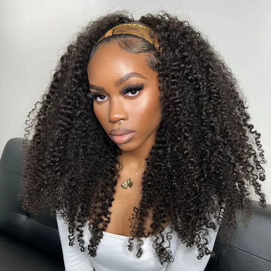 VSHOW Beginner Friendly 3 In 1 Half Wig Human Hair Kinky Curly 3C-4A Machiine Made Invisible Drawstring Glueless Curly Flip Over