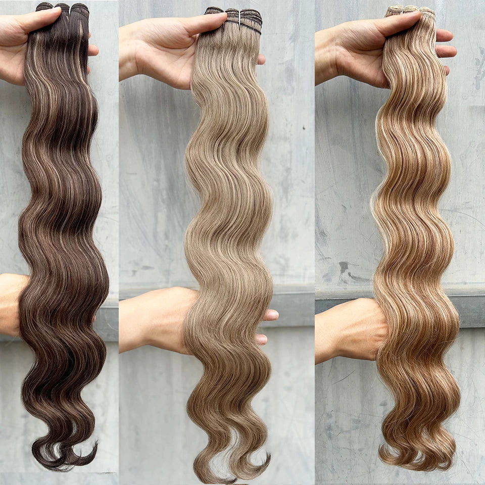 30Inches Colored M618 Ombre Highlight Piano Blond 27/613 Body Wave 200g Synthetic Hair Weave Bundles Soft Human-Like Extension