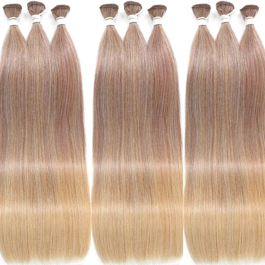 30inch Straight Hair Extensions Synthetic Smooth Ombre Hair Weaving 26 inches brown Synthetic Straight Hair Bundles Full To End