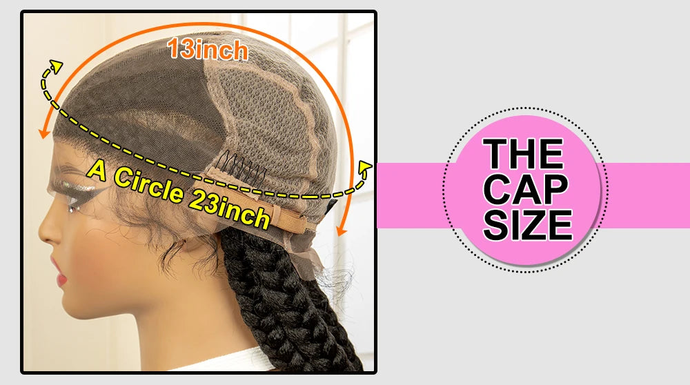 Synthetic Full HD Lace Braided Wigs with Baby Hair Curly Box Braids Wig for Black Women 38 Inches Lace Frontal Cornrow Hair Wig