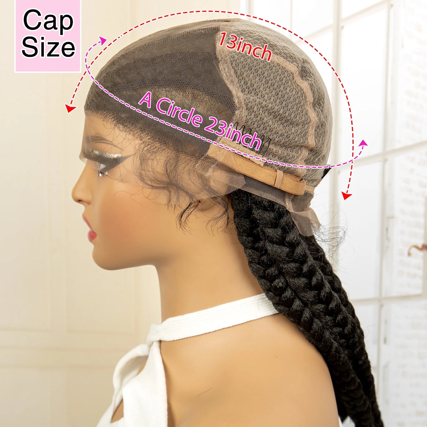 Synthetic Full HD Lace Braided Wigs with Baby Hair Curly Box Braids Wig for Black Women 38 Inches Lace Frontal Cornrow Hair Wig