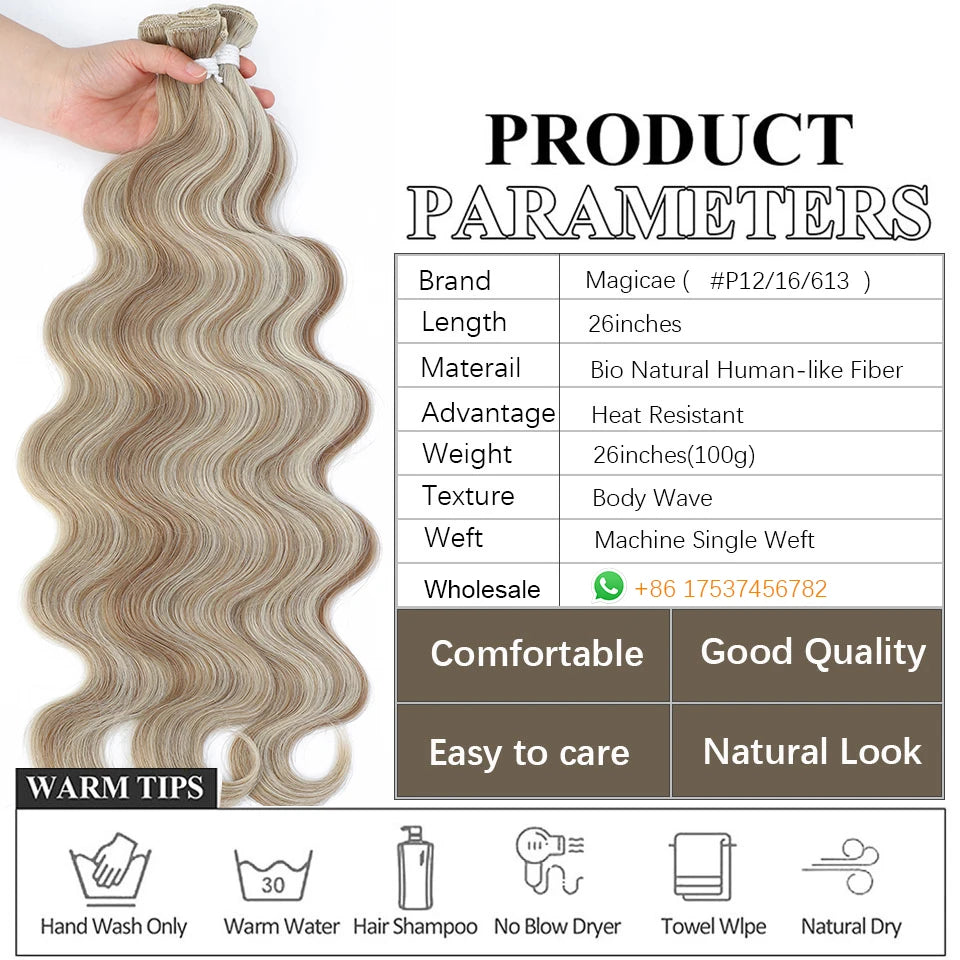 Magicae Ombre Blond 27/613 Body Wave Hair Bundles Soft Natural Bio Fiber Nature Wavy Hair Extensions Wholesale Price For Black
