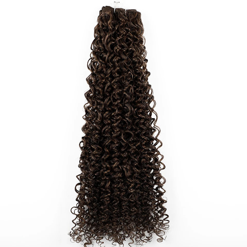 30Inches Ombre Blond 27/613 Kinky Curly Synthetic Hair Extensions Heat Resistant Fiber Bio Human-Like Soft Natural Curly Fake
