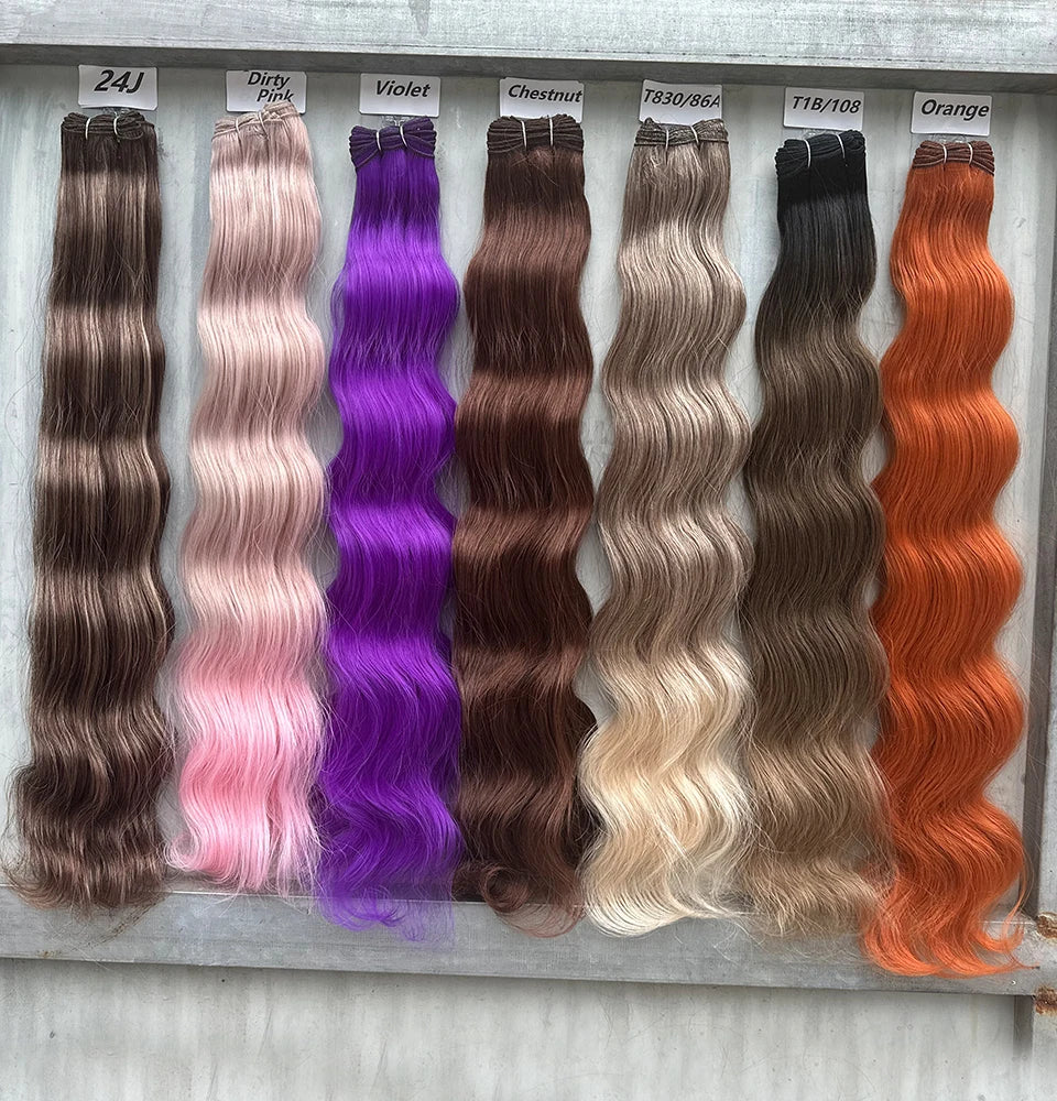 200g Body Wave Hair Weave Bundles Ombre Blond 613 Sliver White 60# 30Inches High Synthetic Heat Resistant Fiber Hair Extensions