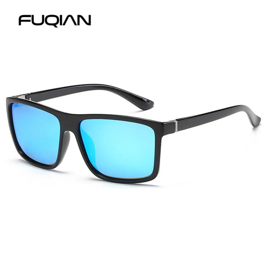 Classic Black Square Polarized Sunglasses Men Fashion Mirror Blue Sun Glasses Unisex Vintage Anti Glare Driving Shades UV400