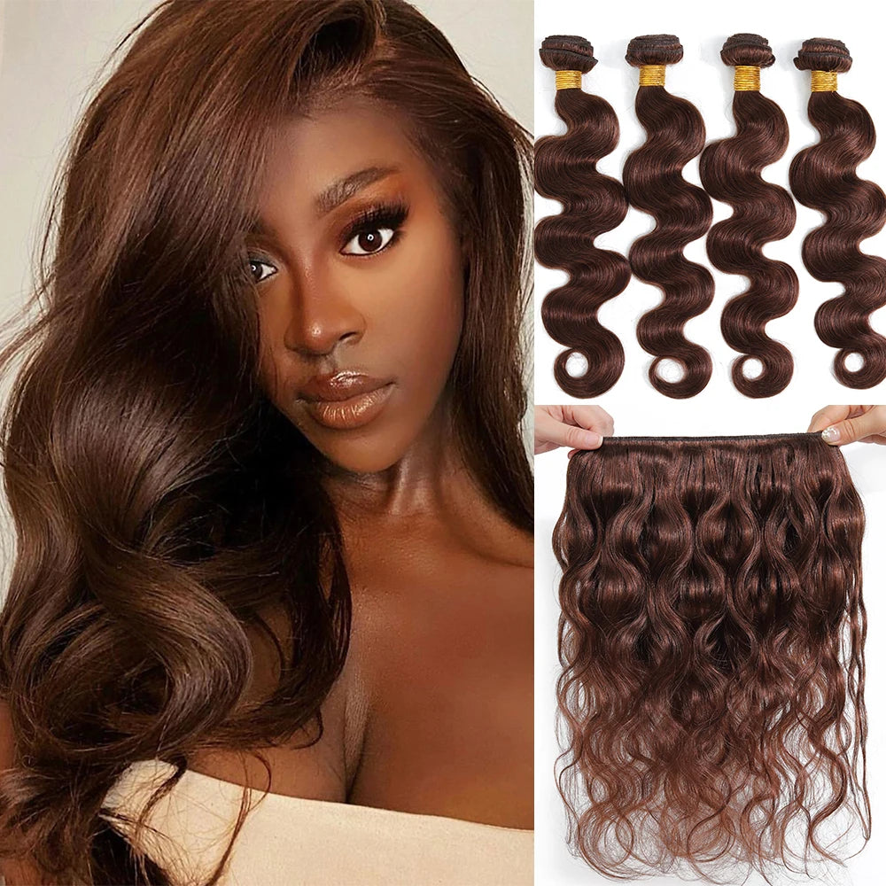 Brown Human Hair Bundles Body Wave Bundles Human Hair Brazilian 1/3/4 PCS Bundle Deal Hair Weft 100% Raw Hair Extensions On Sale