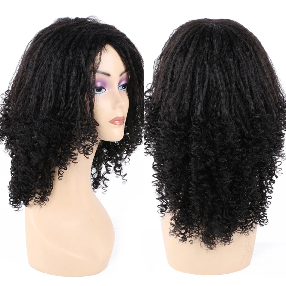 Ombre Synthetic Wig For Women Medium Part Women Kinky Curly Afro Hair Wigs Yaki Straight Wigs Black Natural Female Wigs cosplay