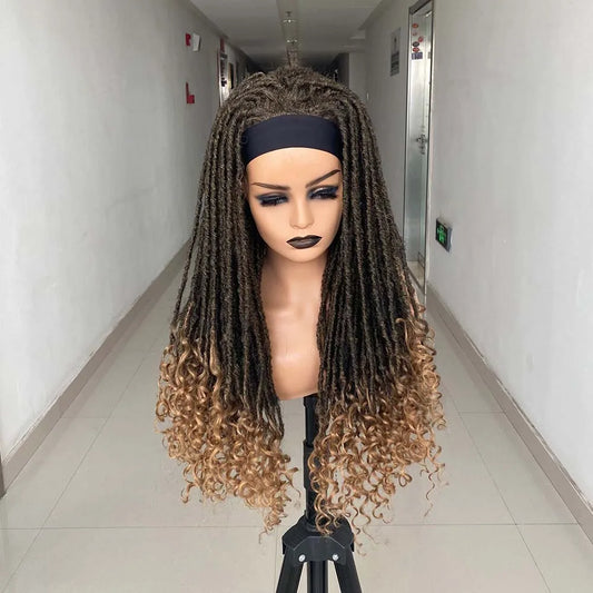 26 Inch Long Ombre Headband Dreadlock Wig Synthetic Hair Crochet Braid Wig Heat Resistant Wigs For Black Women Men In Daily