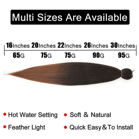 Pre Stretched Braiding Hair 16/20/22/26/30 Inch Low Temperature Fiber Synthetic Braiding Hair Extensions for Jumbo Crochet Braid